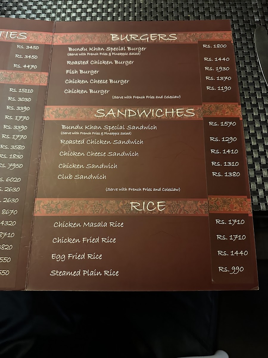 Menu Bundu Khan Restaurant - Fortress Stadium-1