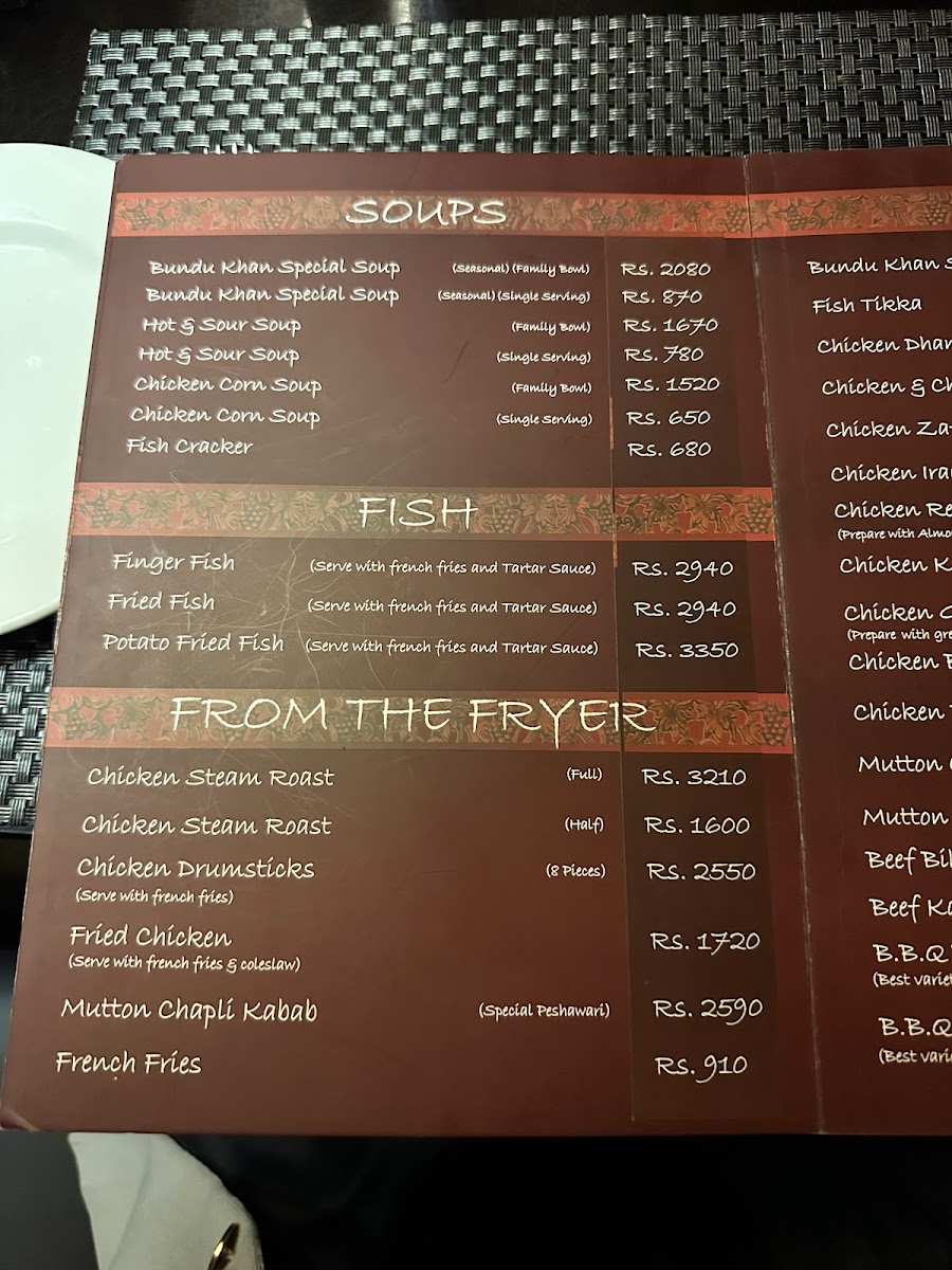 Menu Bundu Khan Restaurant - Fortress Stadium-2