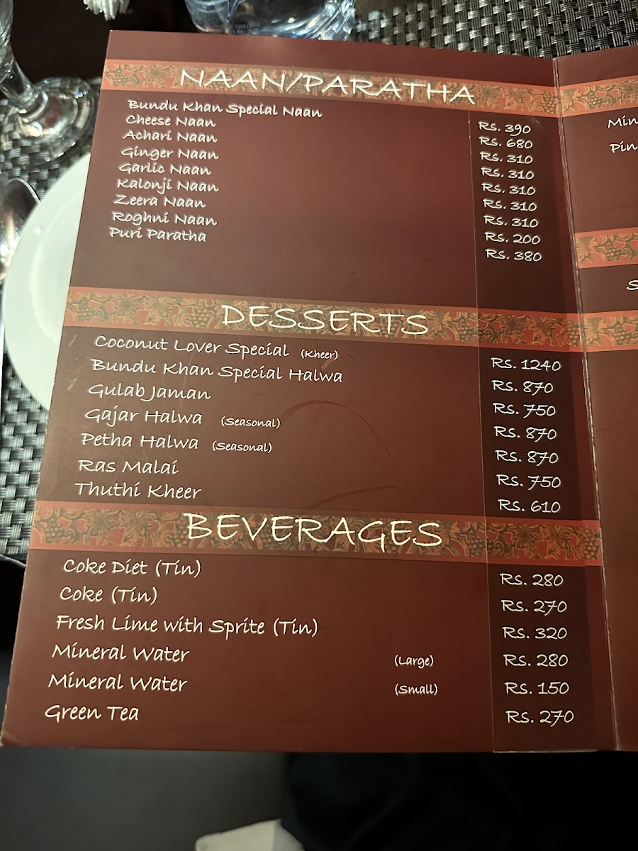 Menu Bundu Khan Restaurant - Fortress Stadium-3