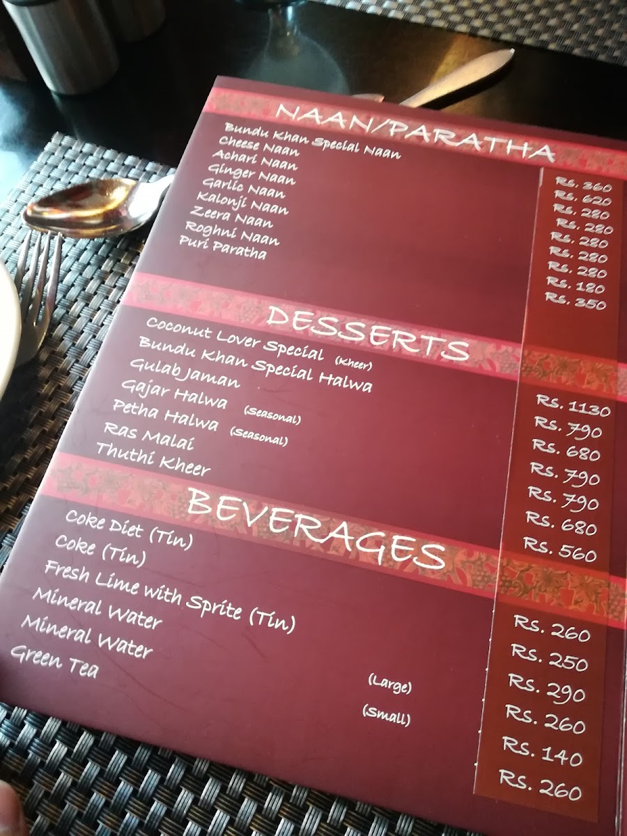 Menu Bundu Khan Restaurant - Fortress Stadium-7