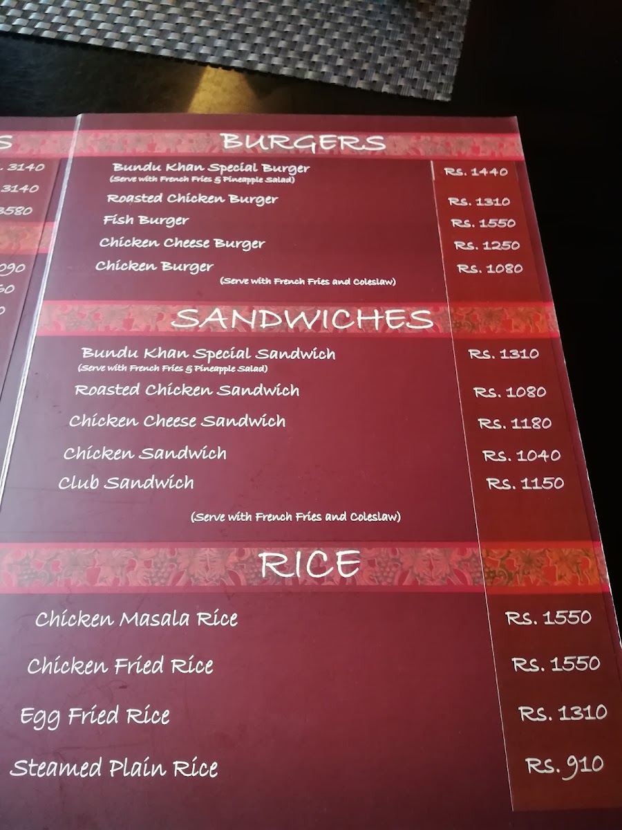Menu Bundu Khan Restaurant - Fortress Stadium-9